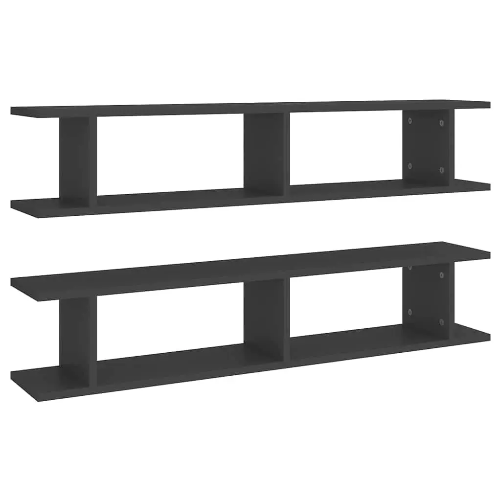 Wall Shelves Floating Cube Display Storage 105 x 18 x 20 cm Grey 2 Piece