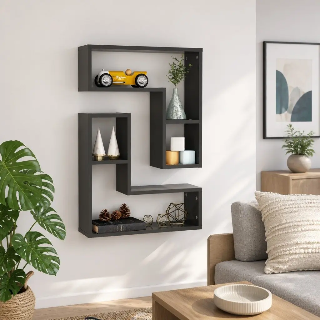 Wall Shelves Cube Floating Display Storage 50x15x50cm Grey 2 pcs