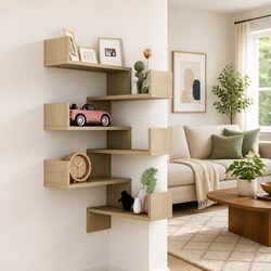 Wall Corner Shelves 2 pcs Brown Engineered Wood 40x40x50 cm Display Storage