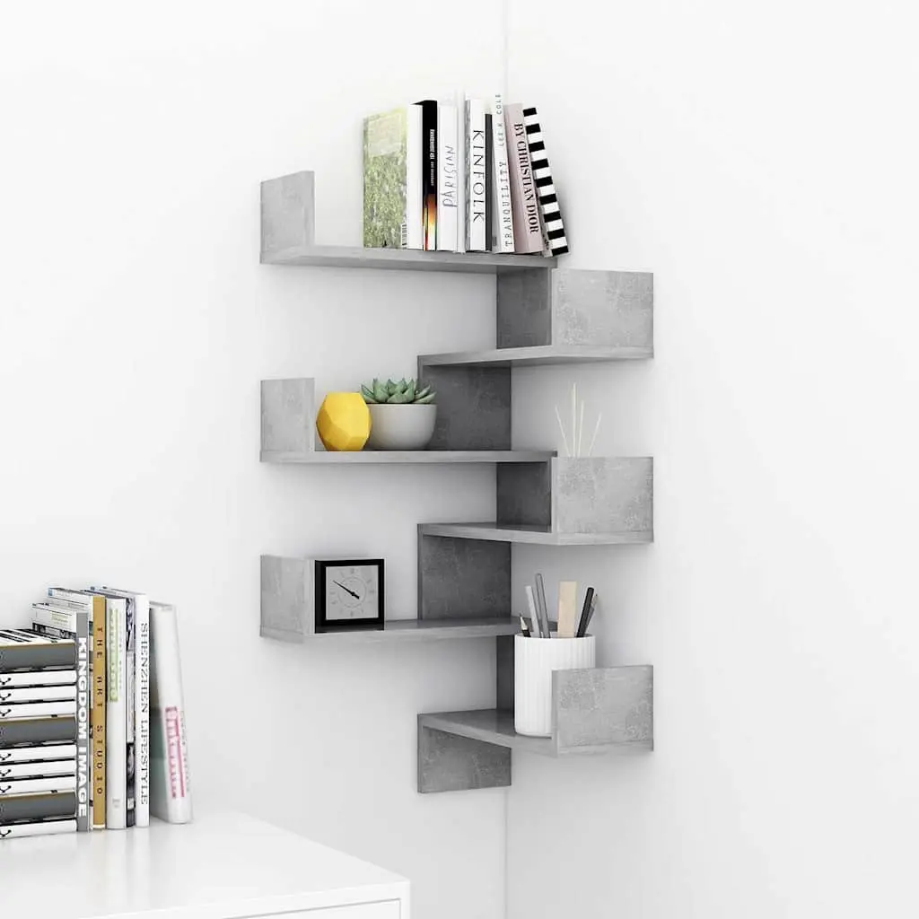 Wall Corner Shelves 2 Pieces Grey 40x40x50 cm Display Storage