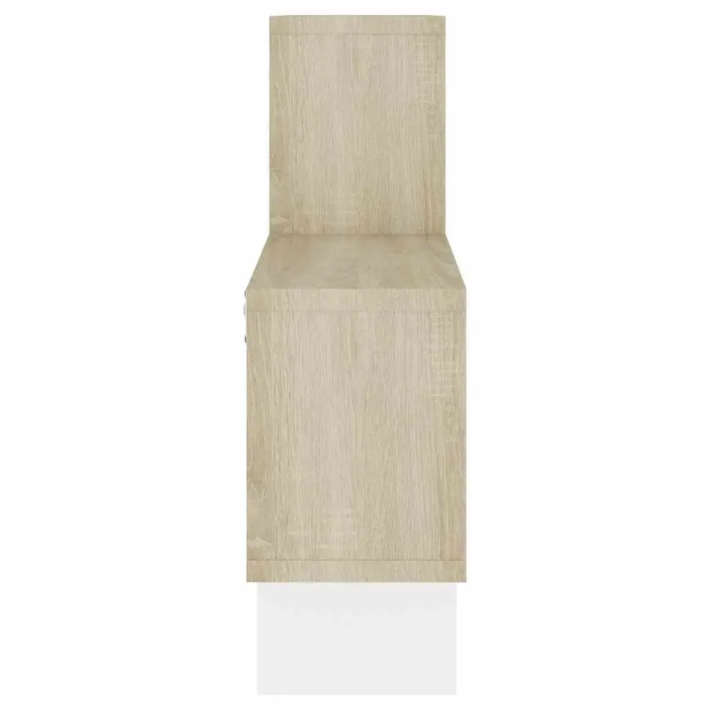 Car-Shaped Wall Shelf Open Compartments White Sonoma Oak Engineered Wood Storage Display Organizer