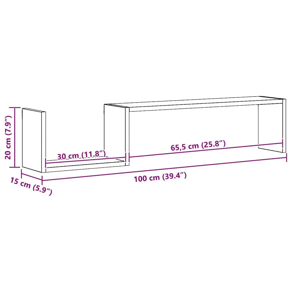 Wall Shelves Floating Display Shelf Invisible Mount 100 x 15 x 20 cm White Engineered Wood 2 Pieces