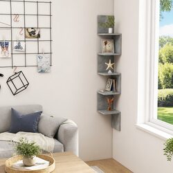 Wall Corner Shelf Grey Engineered Wood Living Room Bedroom Kitchen Display