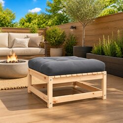 Garden Footstool with Cushion Outdoor Seating Modular Pinewood Footrest