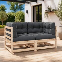 Outdoor Corner Sofas 2 Piece Set with Cushions Garden Seating Patio Sectional