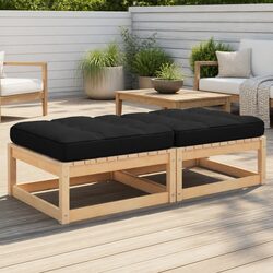 Outdoor Garden Footstools with Cushions Set of 2 Modular Seating Pieces