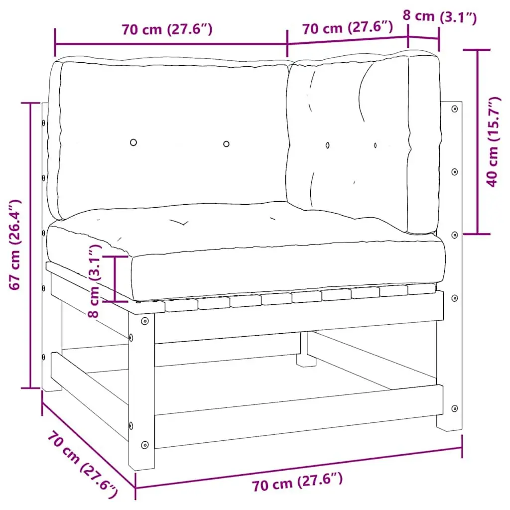 2 Piece Outdoor Lounge Set Modular Cushions Solid Pinewood Anthracite
