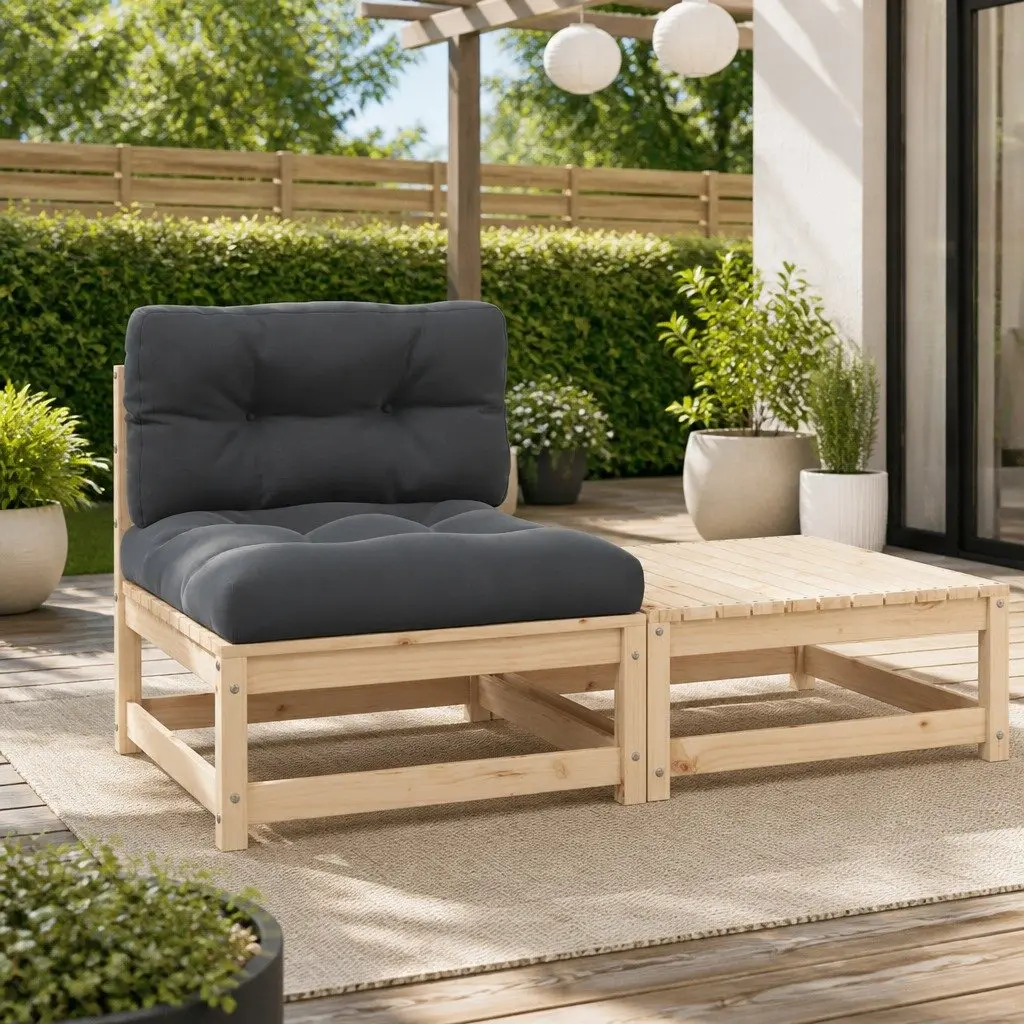 3 Piece Garden Lounge Set Modular Outdoor Sectional Sofa with Cushions