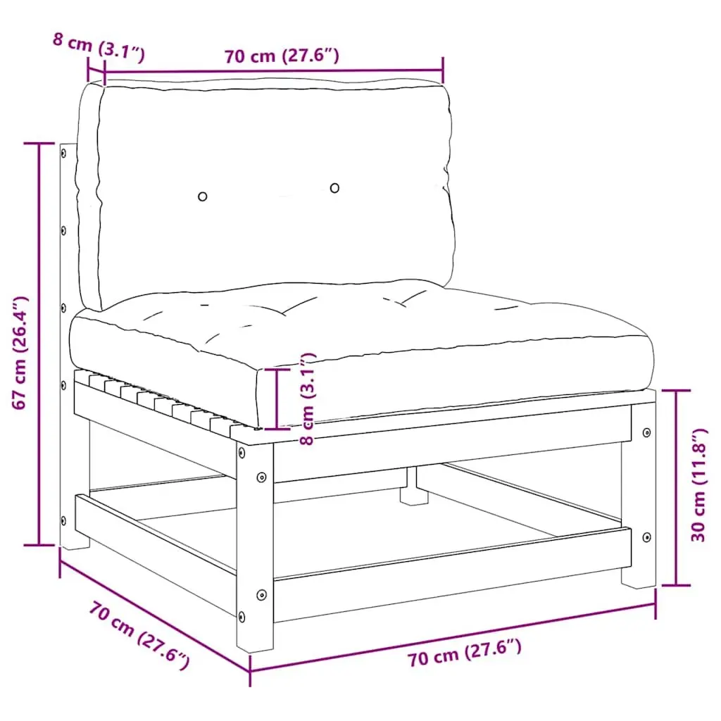 3 Piece Garden Lounge Set Modular Outdoor Sectional Sofa with Cushions
