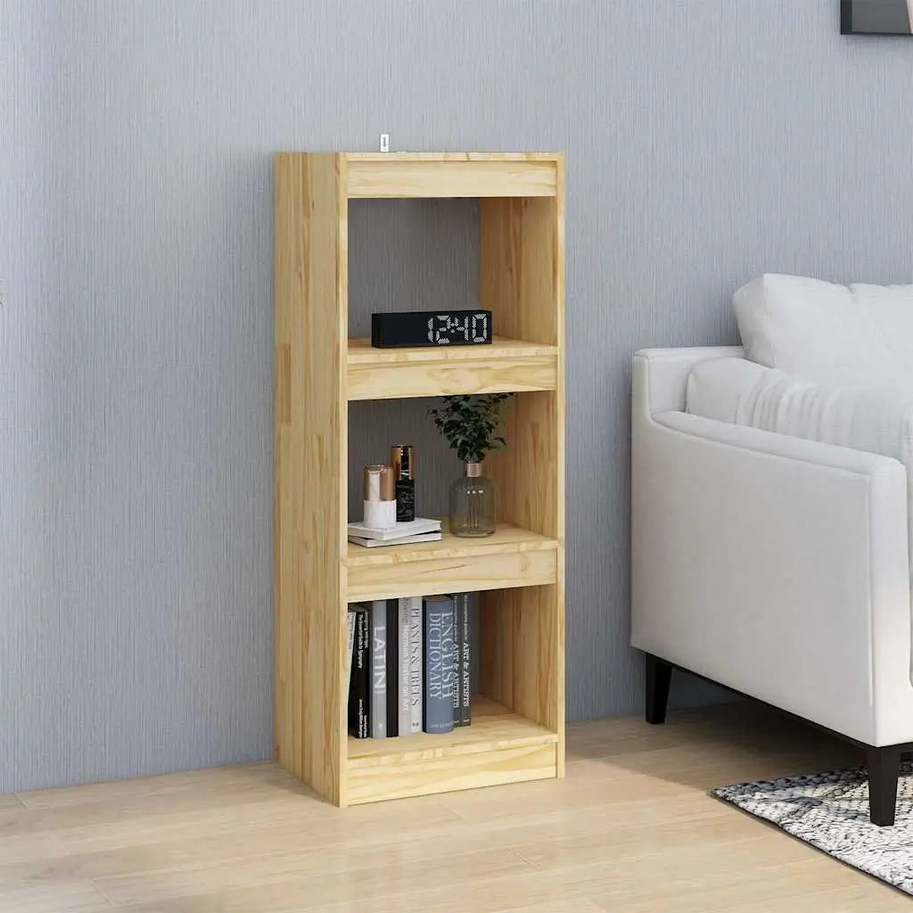 Book Cabinet Solid Pinewood Room Divider Storage Shelf 40x30x103.5cm Brown