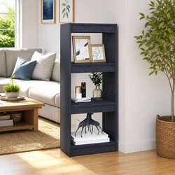 Book Cabinet Room Divider Grey Solid Pinewood 40x30x103.5cm Storage Bookshelf