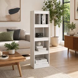 Book Cabinet Room Divider White 40x30x135.5 cm Pinewood Shelving Unit Storage