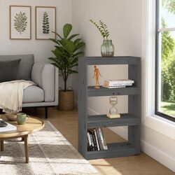 Book Cabinet Room Divider Grey 60x30x103.5 cm Solid Pine Wood Shelf Storage