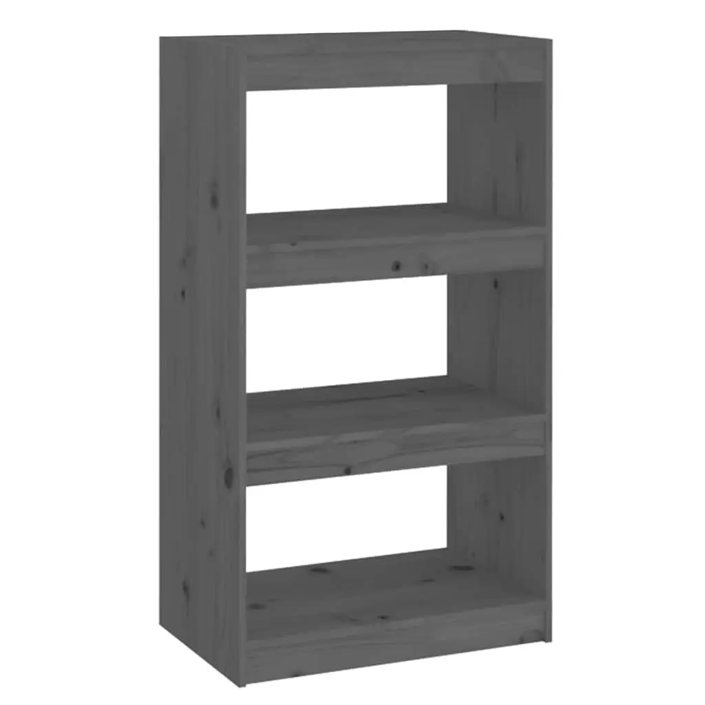 Book Cabinet Room Divider Solid Pine Wood 60x30x103.5 cm Grey