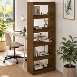 Book Cabinet Room Divider Honey Brown 60x30x167.5cm Solid Pine Wood Bookshelf