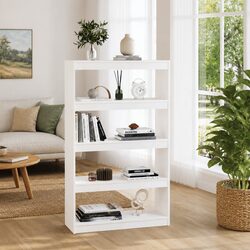 Book Cabinet Room Divider White 80x30x135.5cm Solid Pine Wood Bookcase Shelf