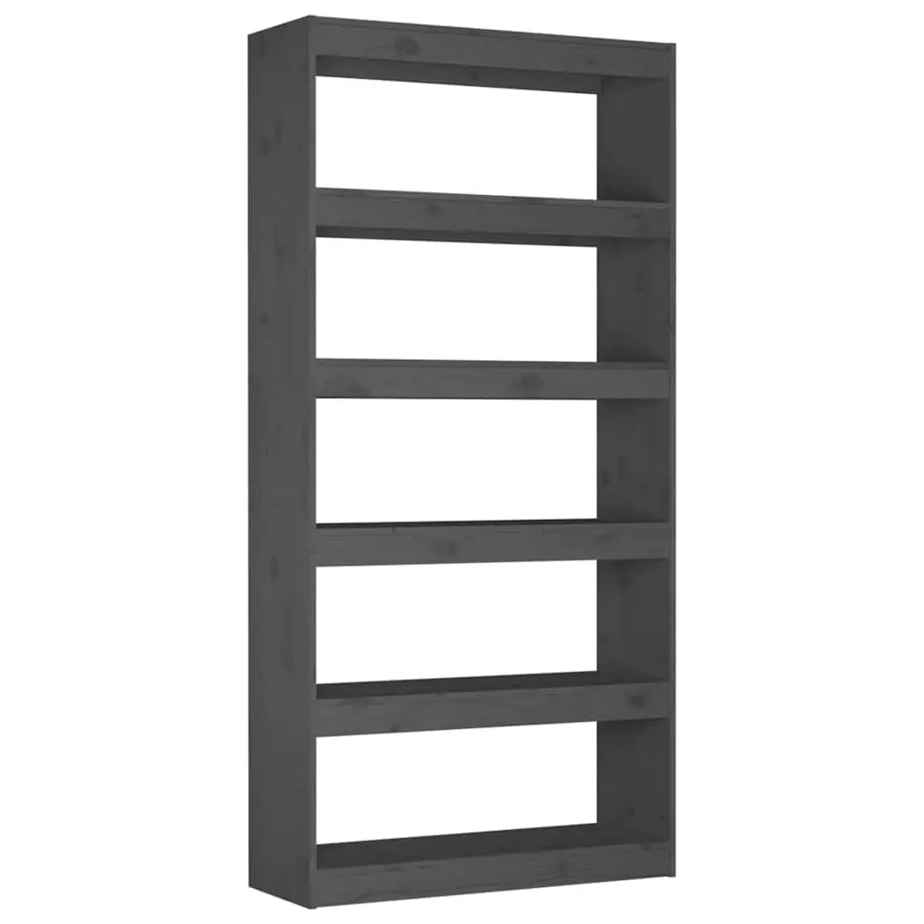 Book Cabinet Room Divider Solid Pine Wood Grey 80x30x167.4 cm