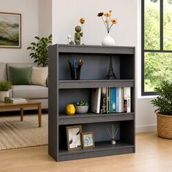 Wooden Book Cabinet Standing Shelf Room Divider Grey Storage Bookcase Unit