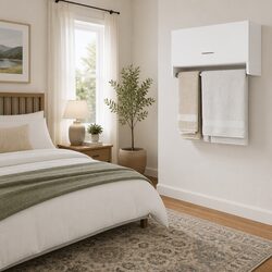 White Compact Wardrobe Cupboard Storage Cabinet with Hanger Bar Engineered Wood