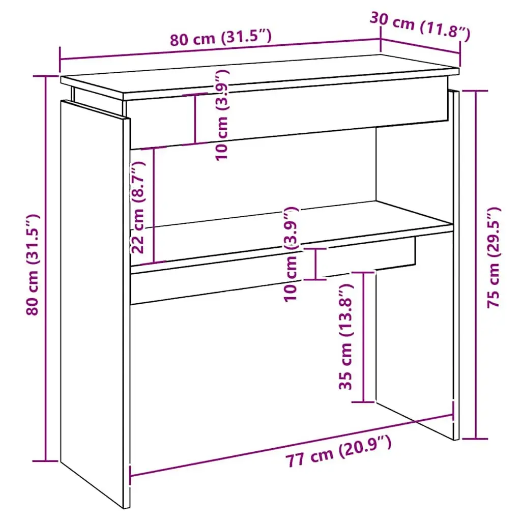Console Table White Engineered Wood Hallway Entryway Accent Furniture