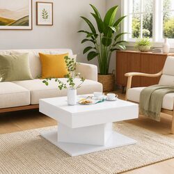 Coffee Table White 57x57x30 cm Living Room Accent Side Table Engineered Wood