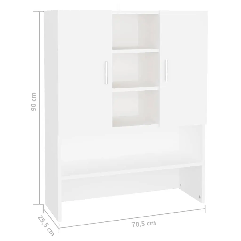 Bathroom Storage Cabinet 70.5x25.5x90cm White 2 Doors Organiser