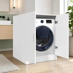 Bathroom Storage Cabinet Washing Machine Cupboard 2 Doors Laundry Organiser