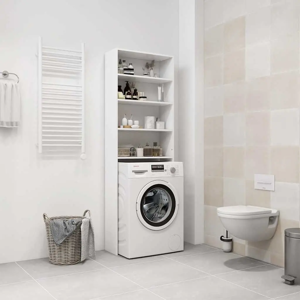 Washing Machine Cabinet White Storage Organizer Bathroom Laundry Cupboard