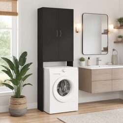 Washing Machine Cabinet Black Storage Unit Bathroom Laundry Organiser