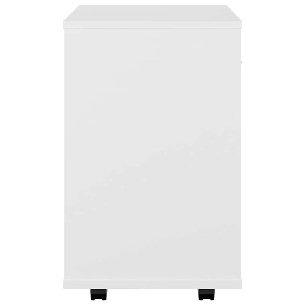 Rolling Storage Cabinet Mobile Printer Desk Organizer White Engineered Wood