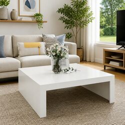Coffee Table White Square Modern Accent Furniture Living Room Display Stand