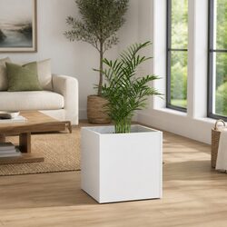 White Planter Box 40x40x40 cm Flower Plant Pot Indoor Outdoor Garden Decor