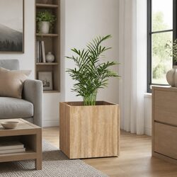 Planter Box Brown Engineered Wood 40x40x40 cm Indoor Outdoor Garden Flower Pot