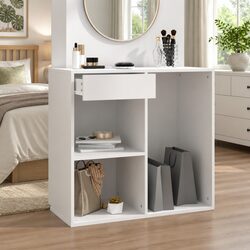 Cosmetic Cabinet Storage Unit White Bathroom Makeup Organizer Drawer Compartment