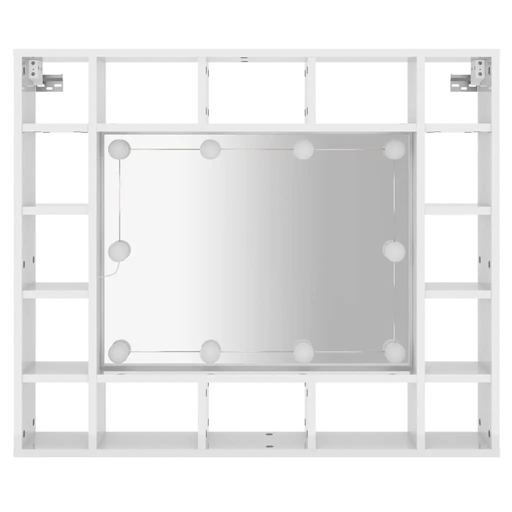 Bathroom Cabinet LED Mirror Wall-Mounted Storage 91x15x76.5cm White Engineered Wood