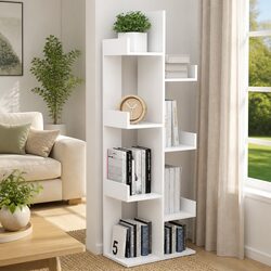 Book Cabinet White 8-Compartment Storage Bookshelf Standing Shelving Unit