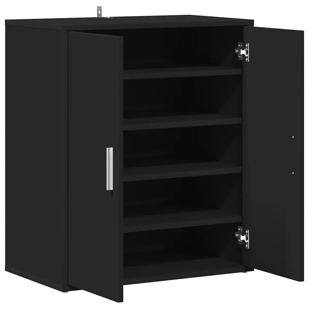 Shoe Cabinet Storage Organiser 5 Shelves Engineered Wood Black