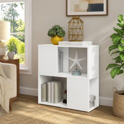 White Book Cabinet 2-Tier Shelving Unit Storage Organiser Home Decor Furniture