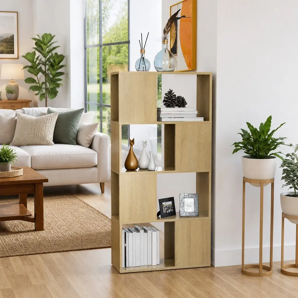 Bookcase Room Divider Storage Shelving Sonoma Oak 60x24x124.5cm