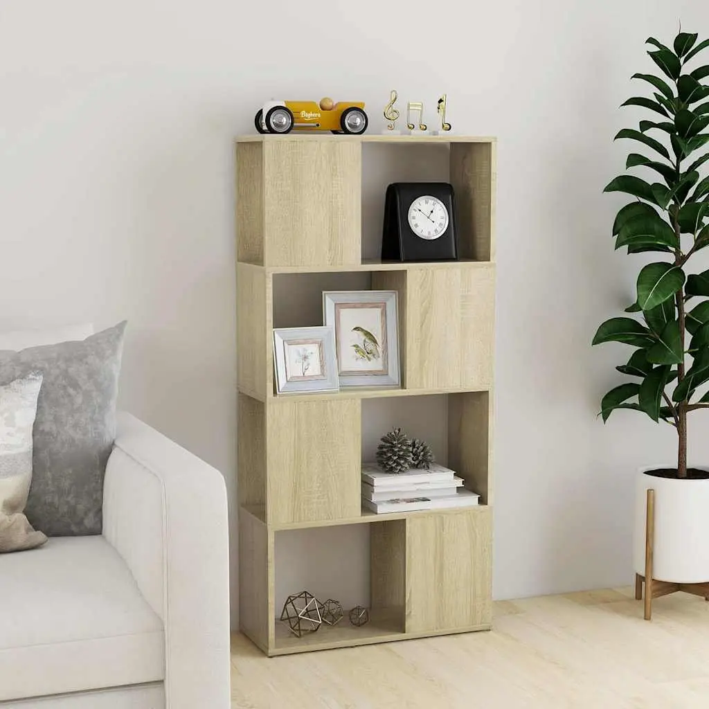 Bookcase Room Divider Storage Shelving Sonoma Oak 60x24x124.5cm