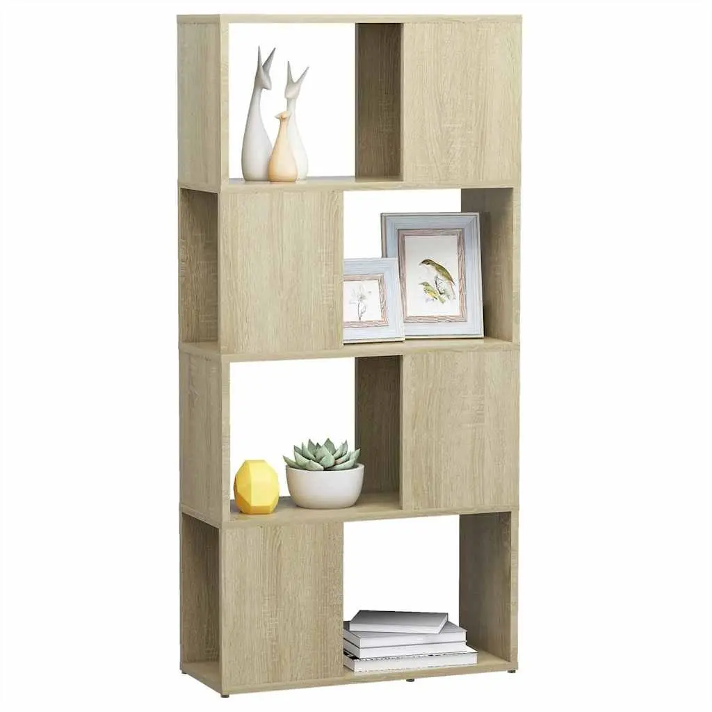 Bookcase Room Divider Storage Shelving Sonoma Oak 60x24x124.5cm