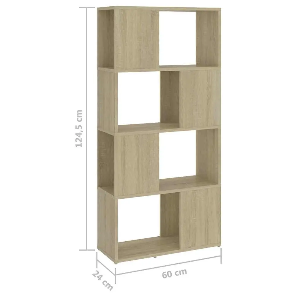 Bookcase Room Divider Storage Shelving Sonoma Oak 60x24x124.5cm