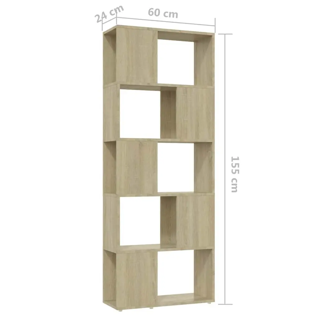 Bookcase Open Shelf Storage Unit Room Divider 60x24x155 cm Brown Engineered Wood
