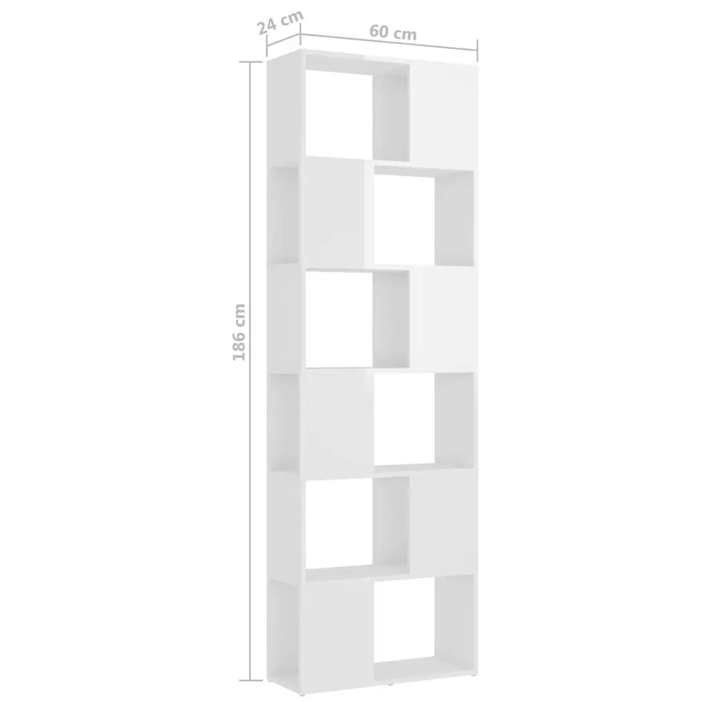Bookcase Room Divider High Gloss White 60x24x186cm Shelving Unit