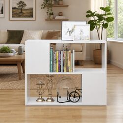 White TV Cabinet Open Compartment Storage Unit Living Room Furniture 80x24x63cm