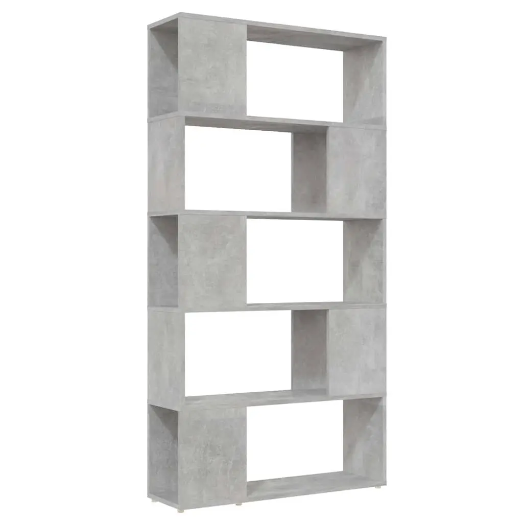 Book Cabinet Room Divider Concrete Grey Engineered Wood Shelving Unit