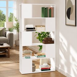 Book Cabinet Room Divider Shelving Unit Storage White 80x24x155 cm Engineered