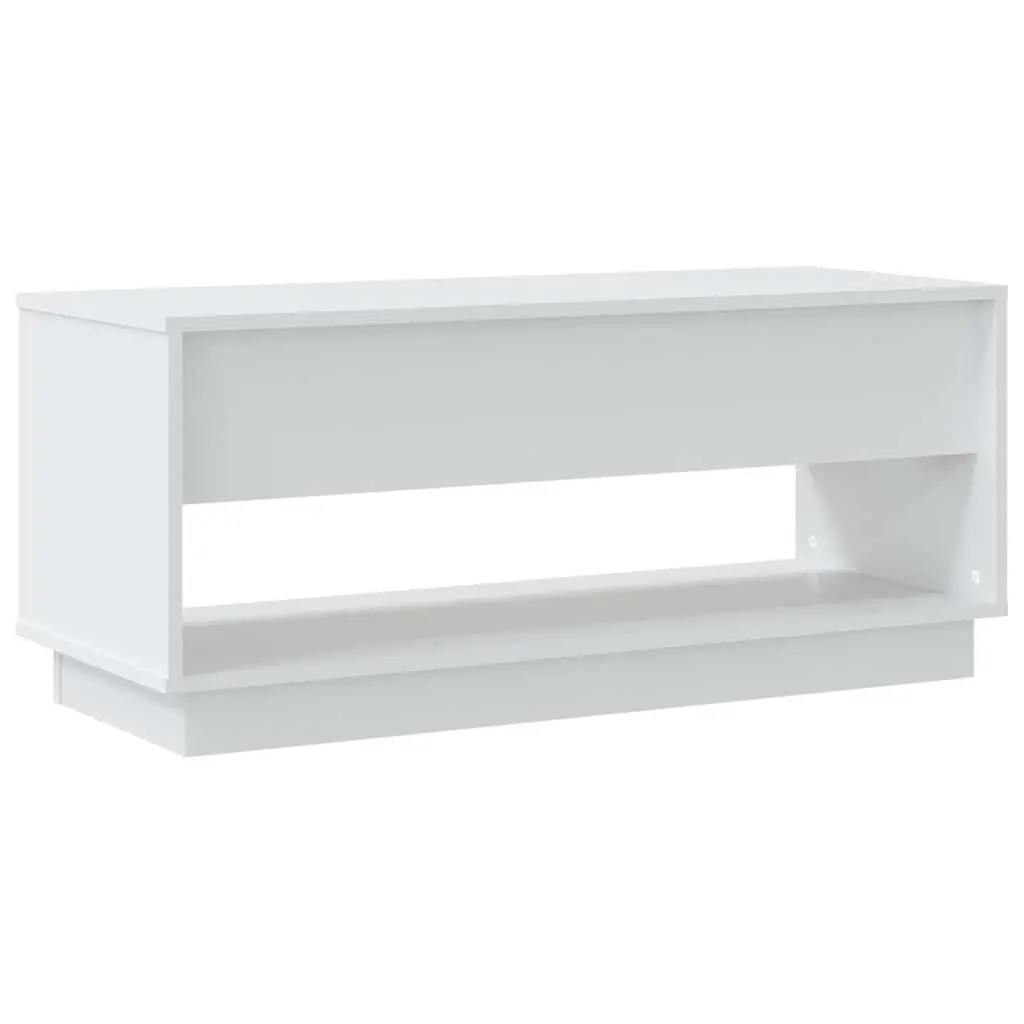 TV Cabinet White Living Room Storage Unit 2 Drawers Open Compartment 102 x 41 x 44 cm Engineered Wood