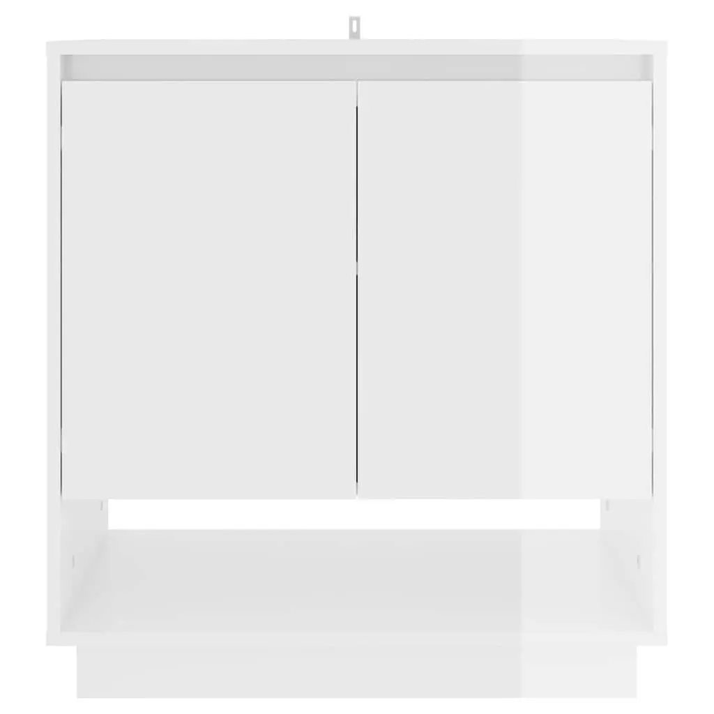 Sideboard Minimalist High Gloss White Storage Cabinet with Doors and Compartments