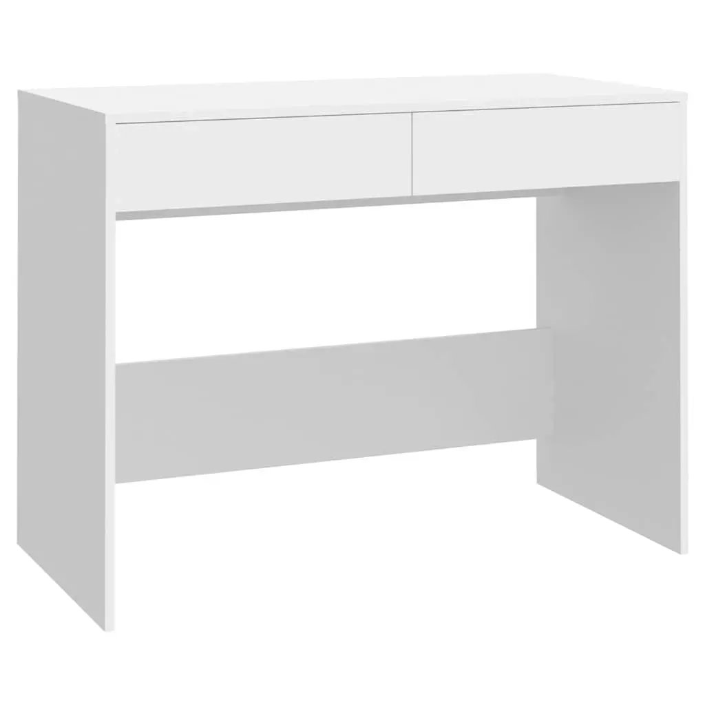 Office Desk Sturdy Construction 101x50x76.5cm White with 2 Storage Drawers